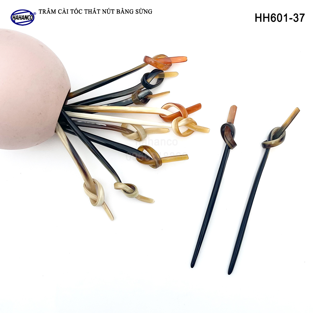 Trâm cài tóc bằng sừng, đầu trâm thắt nút kiểu dáng lạ (HH601-37)