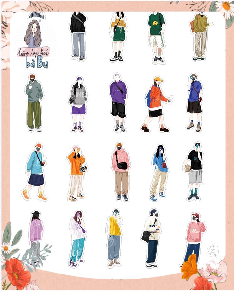Gói 40 pcs stickers fashionista dùng để trang trí
