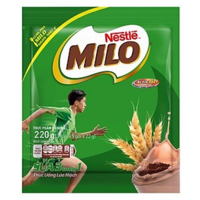 Dây 10 gói Milo Active Go lúa mạch 22g/gói