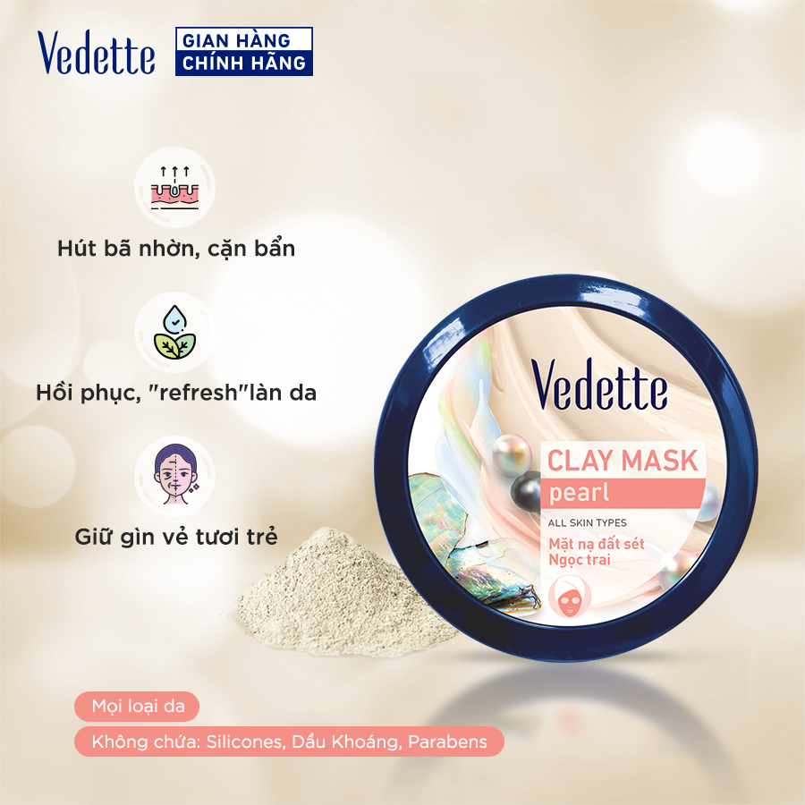 Mặt nạ đất sét Vedette Ngọc Trai 145g