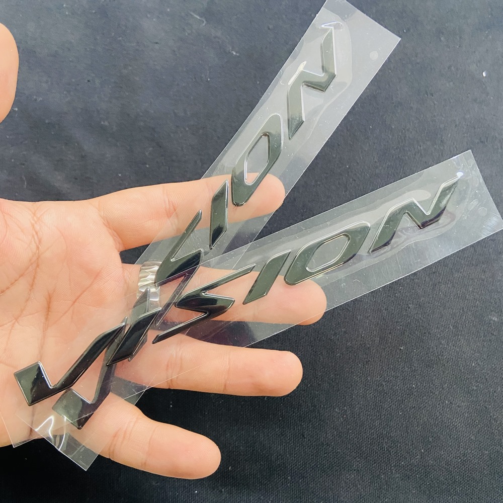 [THAY THẾ VÀ NÂNG CẤP] CẶP TEM TÊN CHỮ NỖI XE MÁY VISION, TEM NHƯ ZIN THEO XE, TRANG TRÍ VÀ DÁN DỄ DÀNG (MÀU ĐEN)