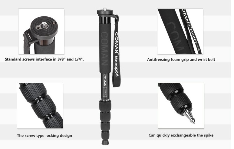 Chân máy ảnh Monopod Coman DT327C, Carbon
