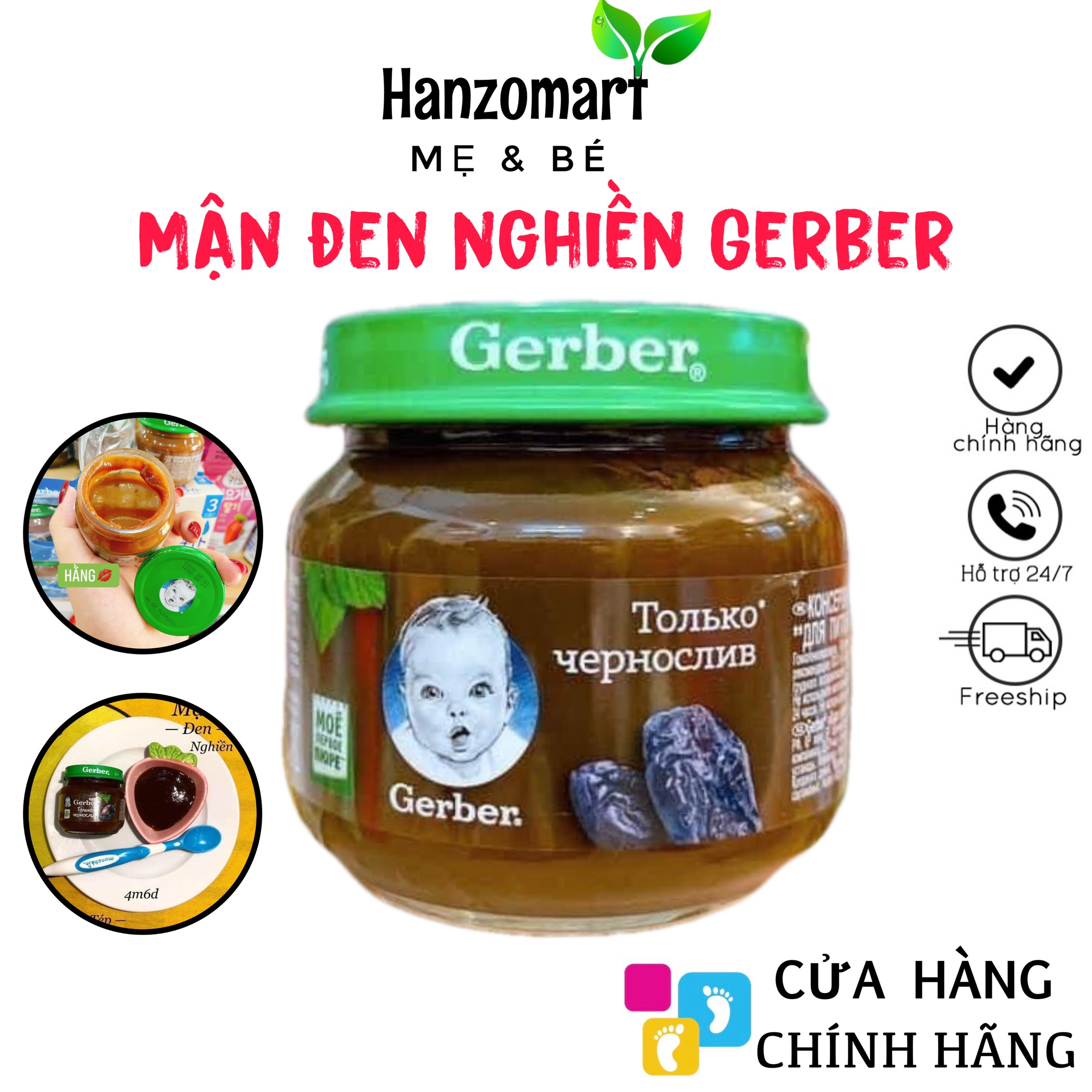 Mận Đen Nghiền Gerber Nga Trị Táo Bón Cho Bé