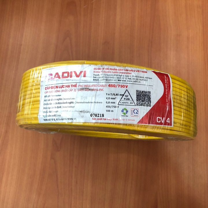 [HCM]DÂY ĐIỆN ĐƠN CADIVI 4.0 - CUỘN 100 MÉT