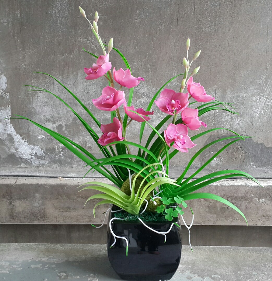 [HCM]Chậu hoa địa lan handmade bằng đất sét