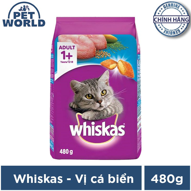 [480g] Whiskas Thức Ăn Hạt Cho Mèo vị Cá Biển