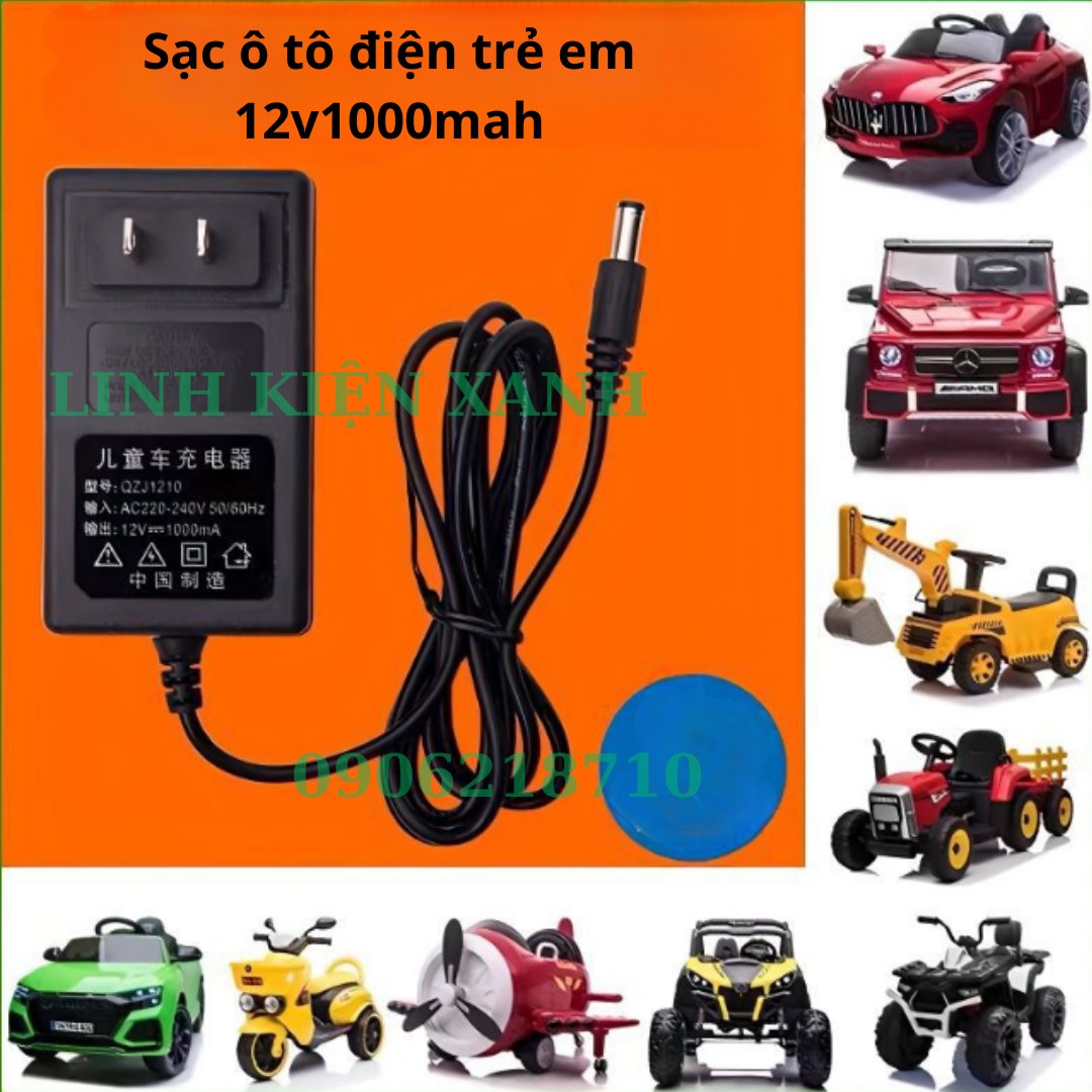 (Sạc Nhanh) Sạc Xe Ô Tô Điện Trẻ Em 12v1000mAh