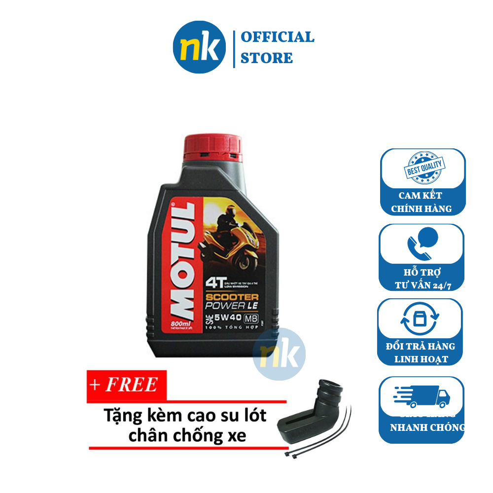 [HCM]Nhớt cao cấp xe tay ga Motul Scooter Power LE 5W40 800ml tặng Cao su lót chân chống xe máy