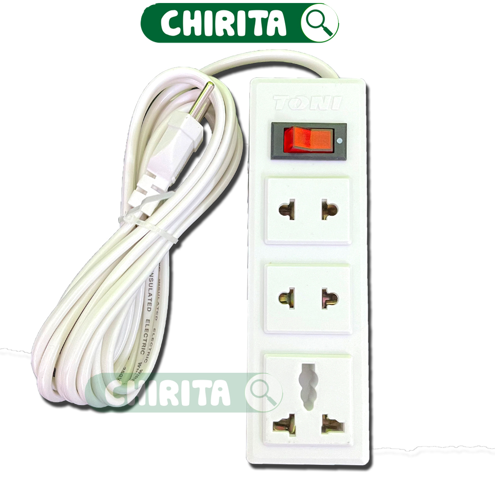 Ổ Cắm Điện Đa Năng (3 Mét Dây, 3 Phích) Cao Cấp - Ổ Điện Đa Năng, Ổ Cắm Điện Thông Minh, Phích Cắm Điện, CHIRITA