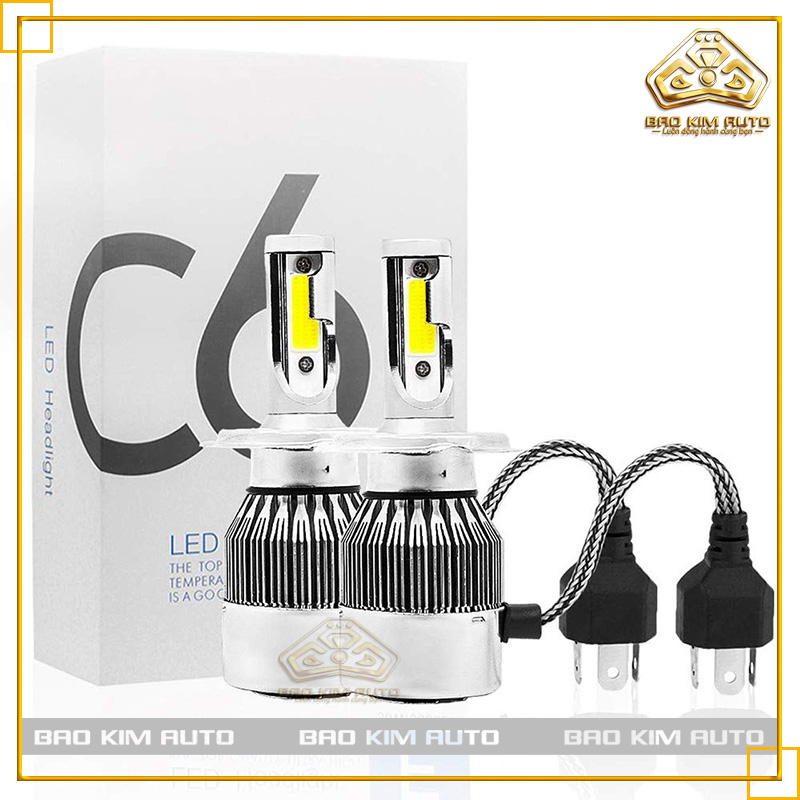 Đèn pha LED C6 3 tim, chân H4 (giá 01 bóng, bảo hành đổi mới 6 tháng)