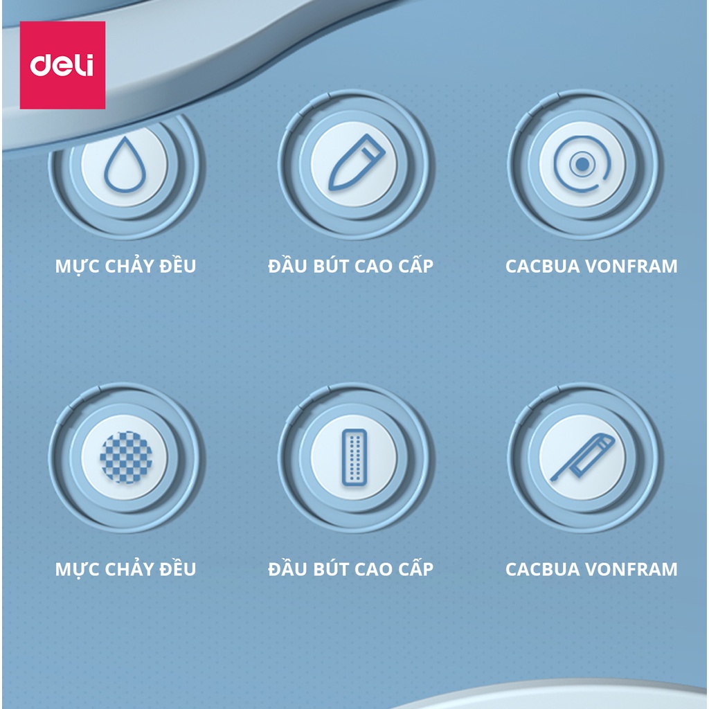 Bút Bi Mực Gel Xanh Đen Deli - Nét Mảnh Thân Trơn Ngòi Chắc Chắn Mực Ra Đều Viết Êm - EG65