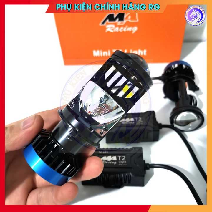 Đèn pha bi cầu mini ma racing t2 light gắn pha như zin kính tím 60w siêu sáng cắt đẹp không chói mắt sáng trắng
