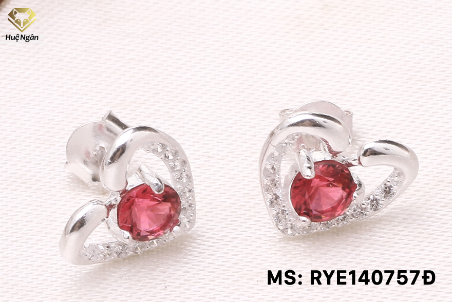 Bông tai nữ trang sức bạc Ý S925 Bạc Xinh - Đôi thiên nga đẹp hình trái tim RYE140757