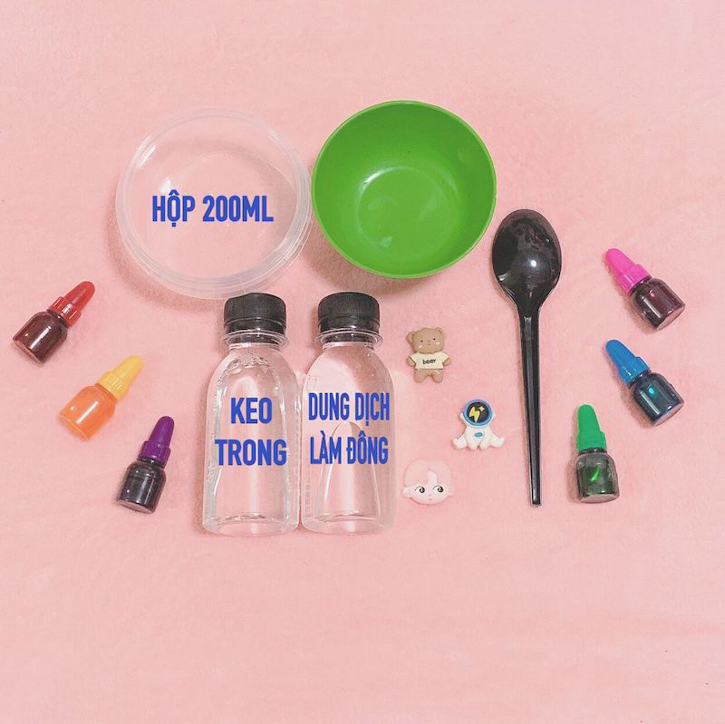 Bộ kit làm slime trong water slime - tặng kèm 3 charm - nguyên liệu làm slime