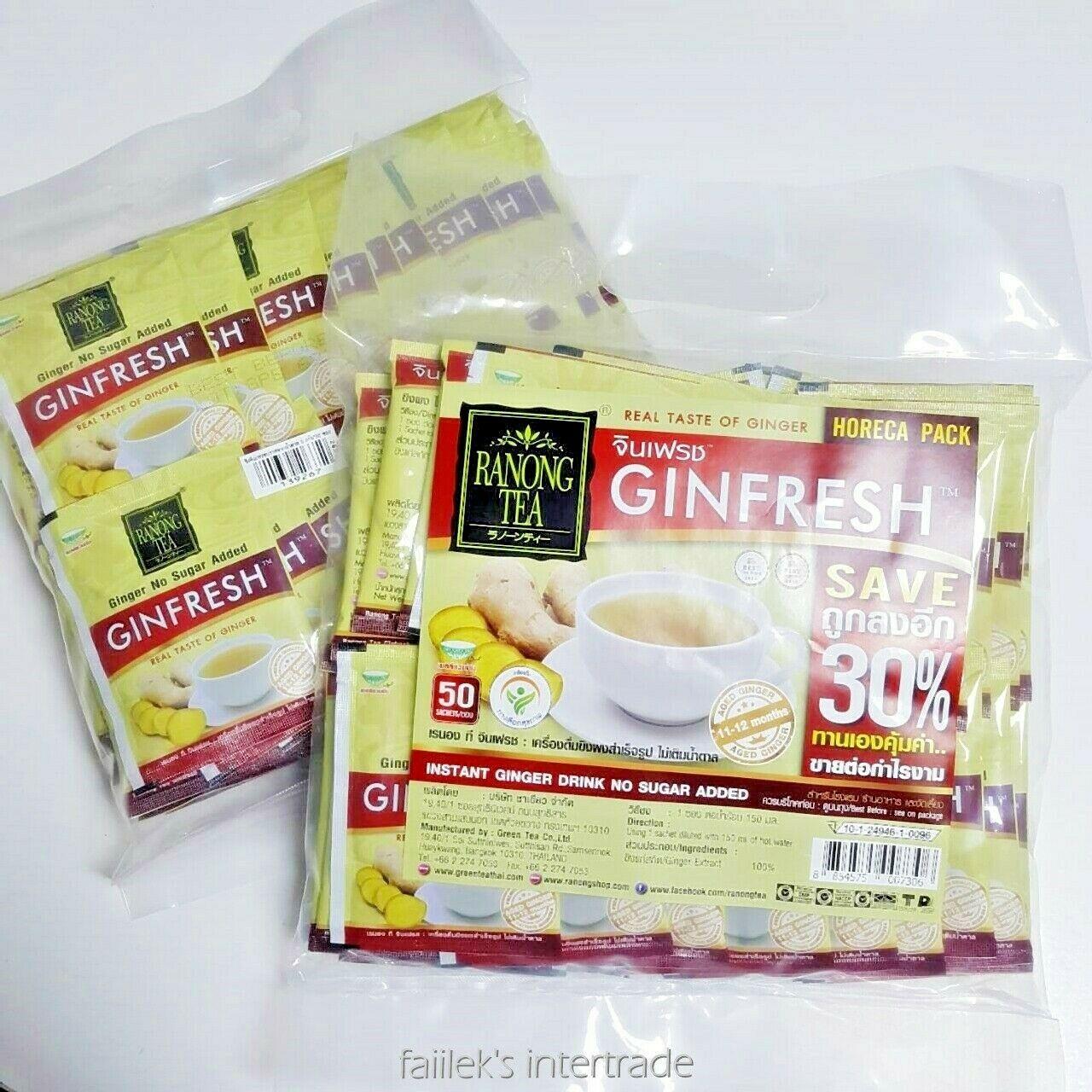 Trà Gừng Hoà Tan Ranong Tea Thái Lan (Không Đường - 50 Gói)
