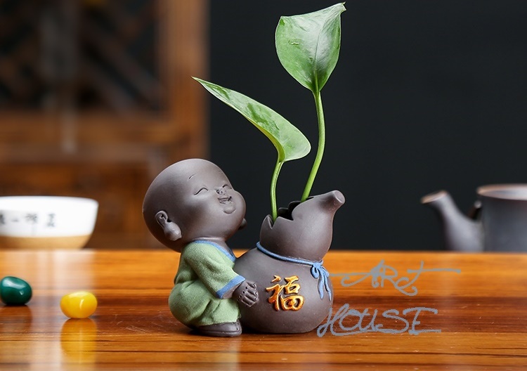 [HCM]Tượng Tiểu Và Chậu Gốm Cầu Phúc 01 Hồ Lô