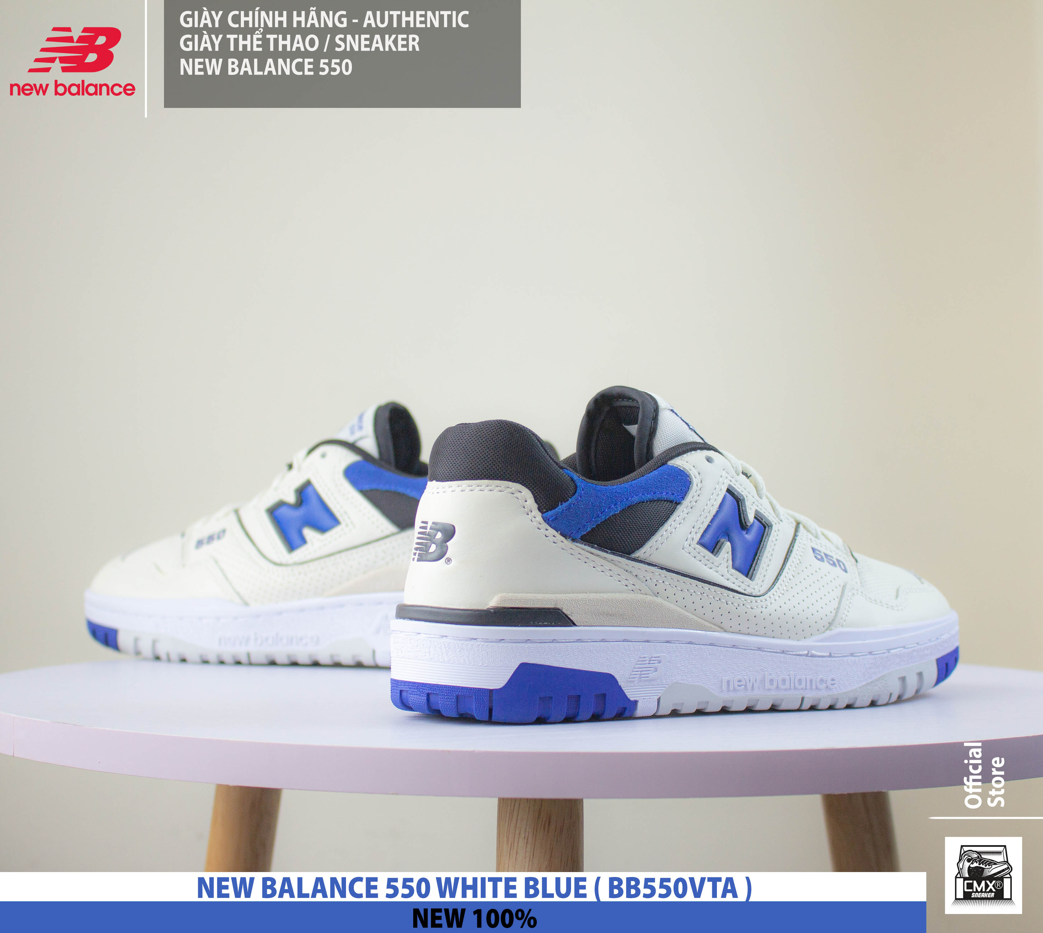 😘 [ HÀNG CHÍNH HÃNG CÓ SẴN ] Giày New Balance 550 WHITE BLUE ( BB550VTA ) - AUTHENTIC 100%