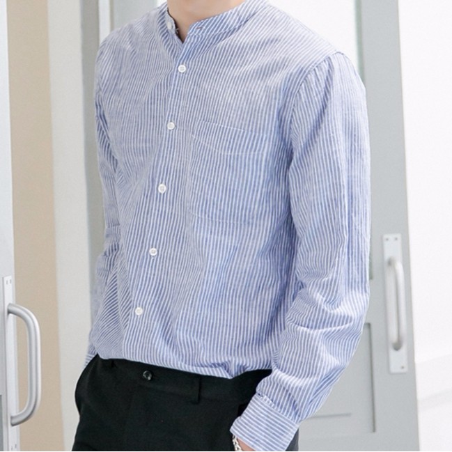 [HCM]Áo sơ mi nam cổ tàu kẻ sọc thời trang