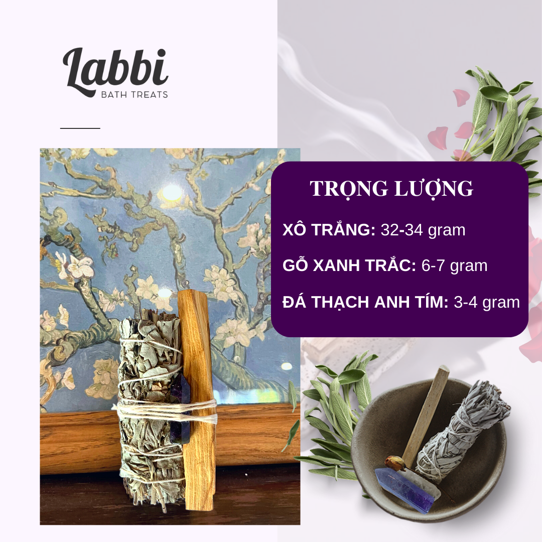 [Labbi] Combo xô đốt thu hút sức mạnh [ĐÁ THẠCH ANH TÍM]