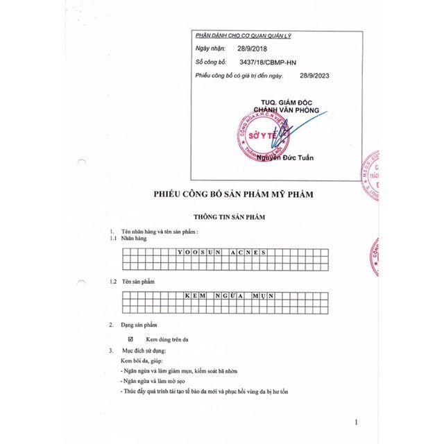 Kem Ngừa Mụn - Yoosun Acnes ® 15g