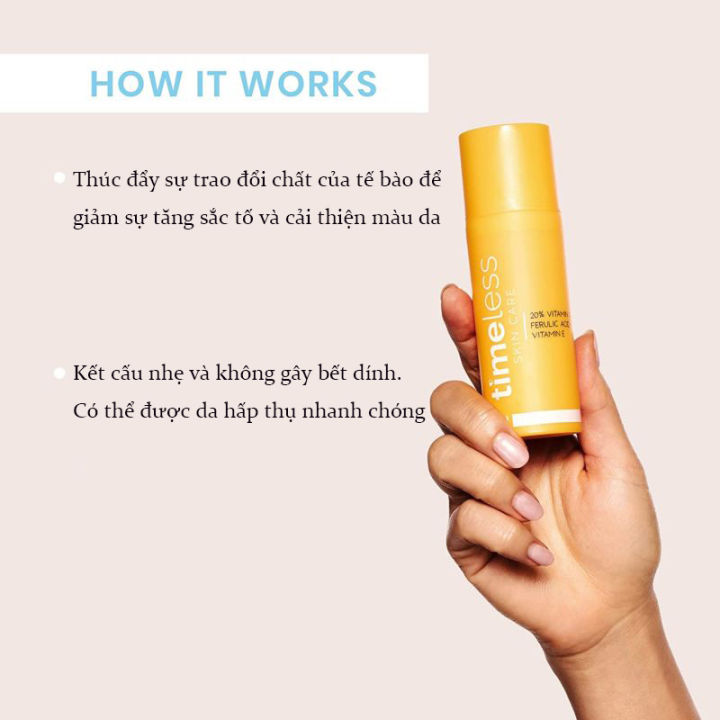 Tinh chất Timeless Vitamin C 20% , Vitamin B5 Serum 30ml Chống oxy hóa cao, làm mờ vết mụn