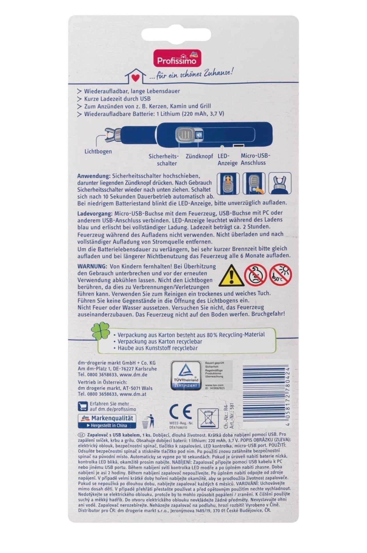 Bật lửa USB thông minh Profissimo (sạc pin)