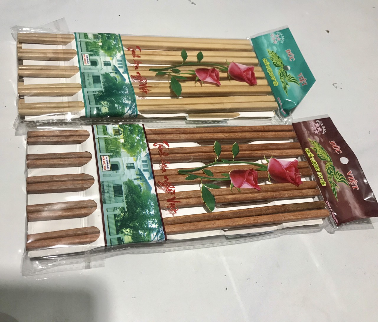 10 đôi đũa sạch sao đá vân gỗ trơn kháng khuẩn Đ04