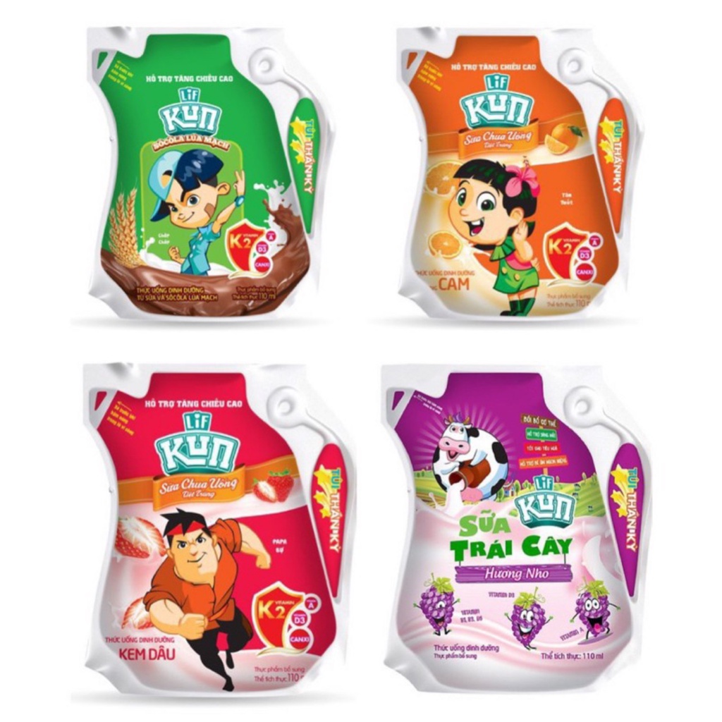 Sữa Kun Túi 110ml Đủ Vị Date Mới - MixASale