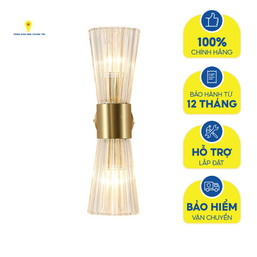 Đèn tường decor pha lê chất liệu hợp kim, pha lê b2579