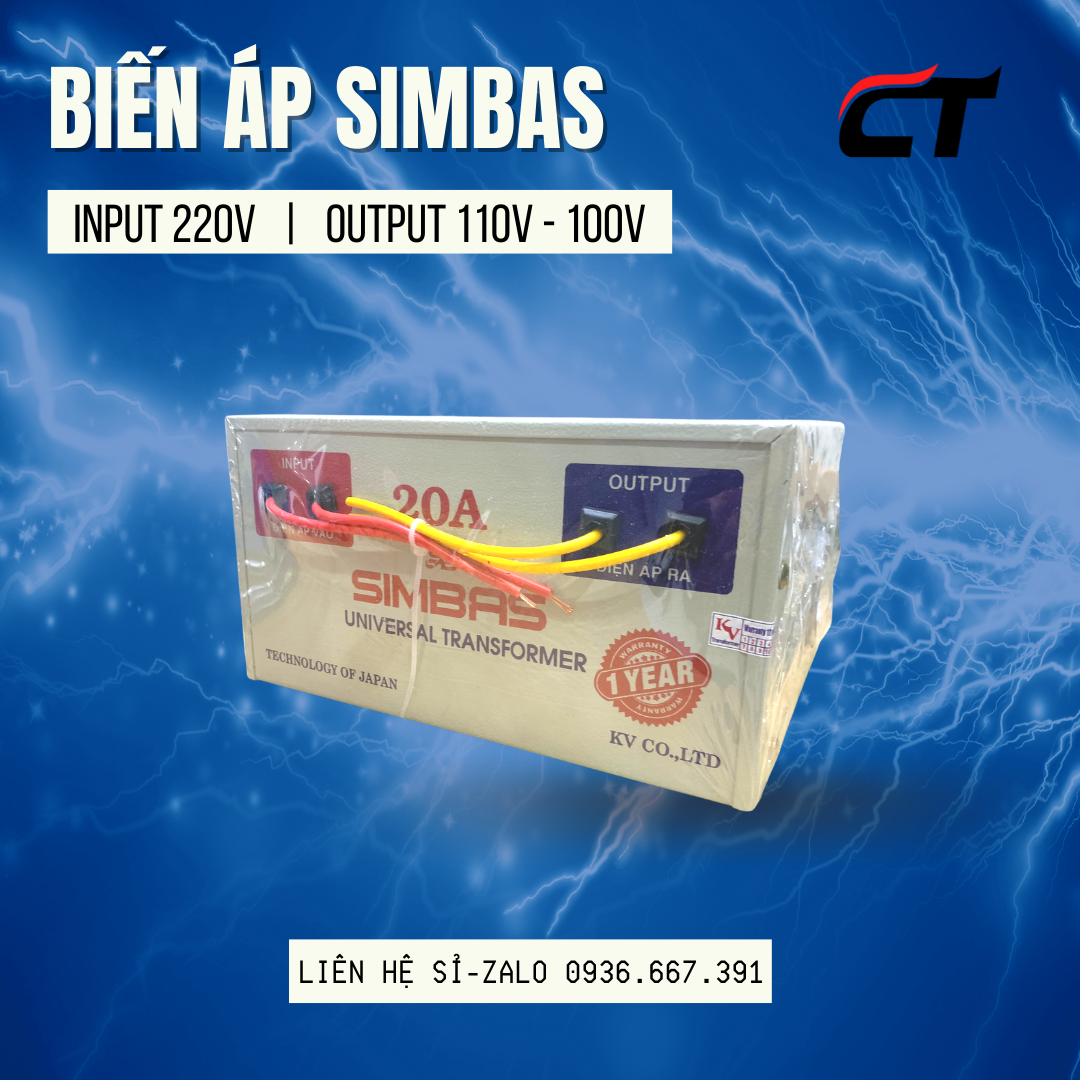 Biến áp, biến thế bộ đổi nguồn 1.5-2-3kva 220v sang 110v - 100v dùng cho máy lạnh nội địa biến áp 100v ra 220v simbas