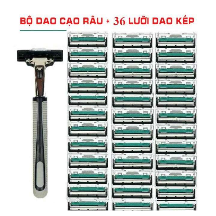 Set dao cạo râu + 36 đầu dao thay thế ( Tặng kèm tuýp kem cạo râu ) Dao cạo sạch, nhanh chóng, không gây rát