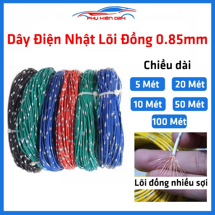 Dây điện nhật lõi đồng 0.85mm, dây điện đơn lõi nhiều sợi chuyên dụng cho ô tô, xe máy chịu nhiệt, chịu độ ẩm cao
