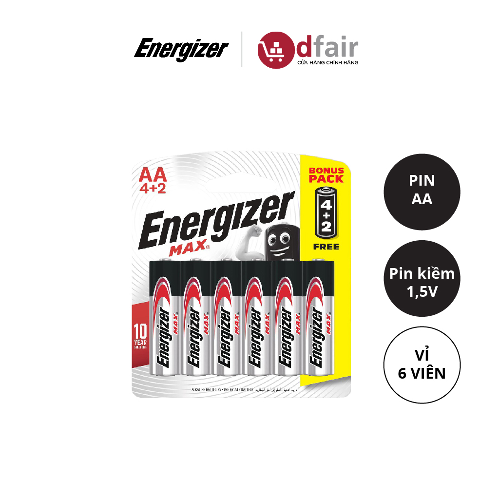 [Vỉ 4 Tặng 2] Viên Pin AA Energizer Max E91 BP4+2 - 100628297