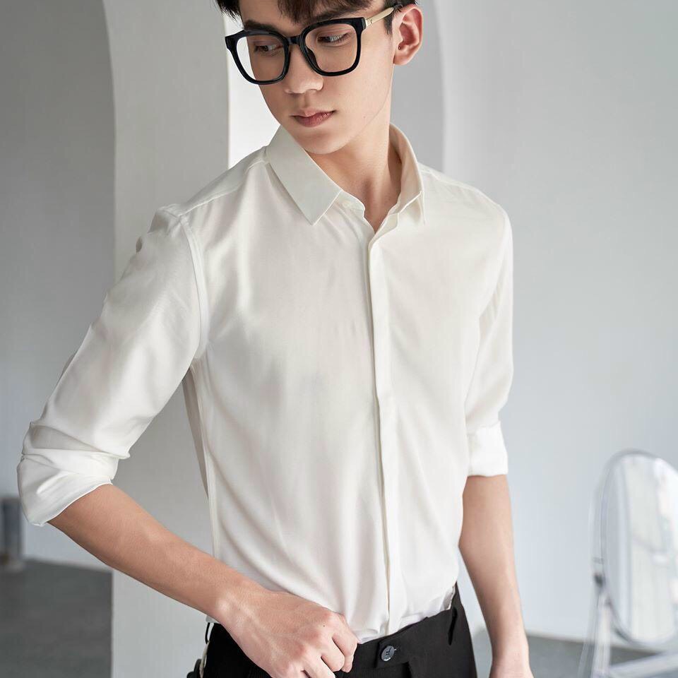 [25-27.4 Hoàn tiền 15%] ÁO SƠ MI NAM CHẤT KATE LỤA KHÔNG NHĂN CỰC ĐẸP CHO GIÓI TRẺ