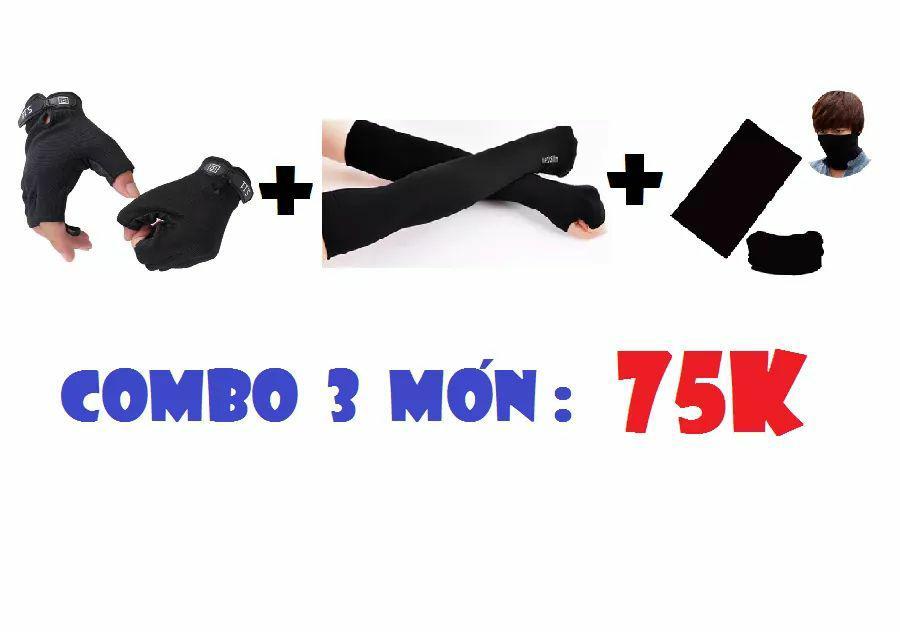 Combo phượt 3 món full đen (5.11 cụt+ ống tay chống nắng+ khăn đa năng)