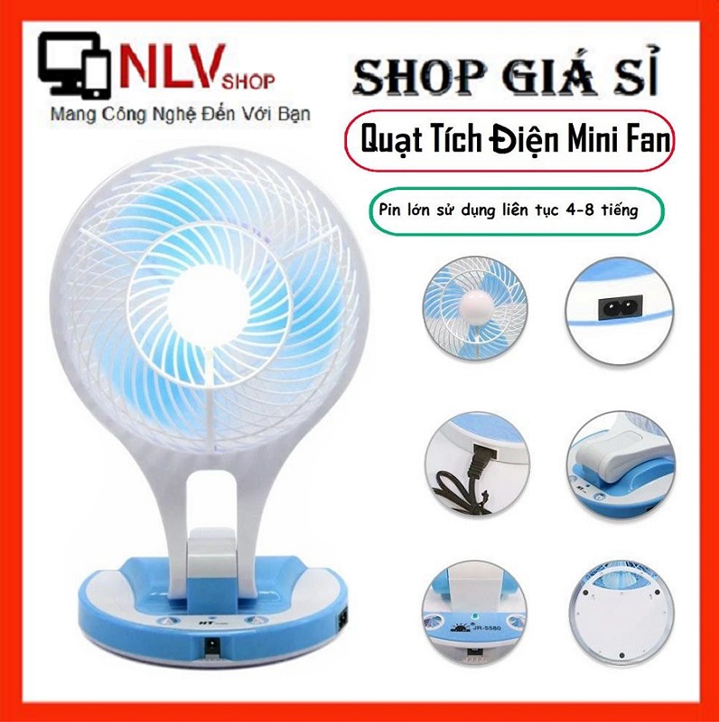 Quạt pin sạc cực to - quạt siêu mát - đèn siêu sáng -giao màu ngẫu nhiên