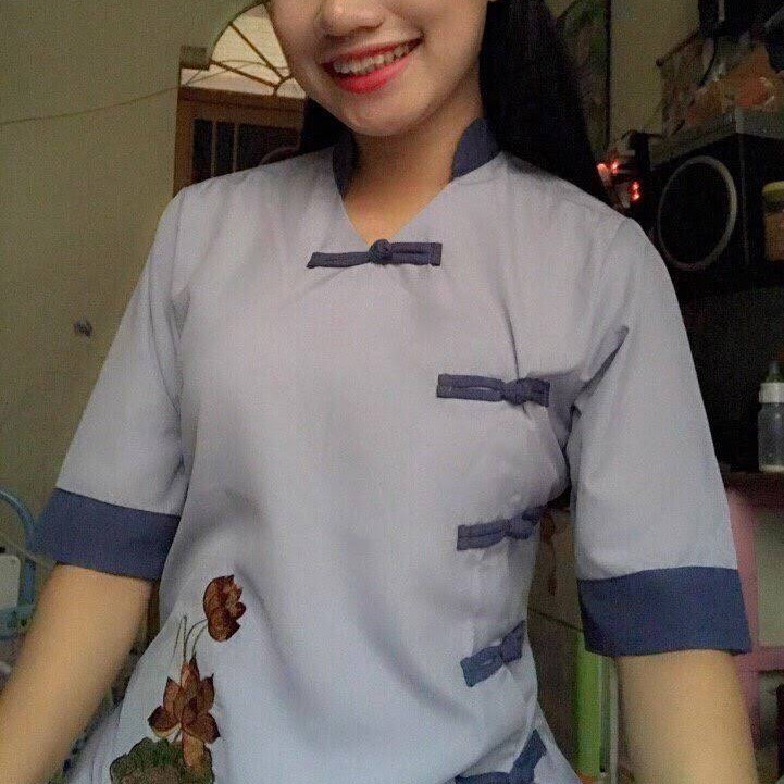 [Freeship] Đồ lam đi chùa nữ mẫu 5 nút
