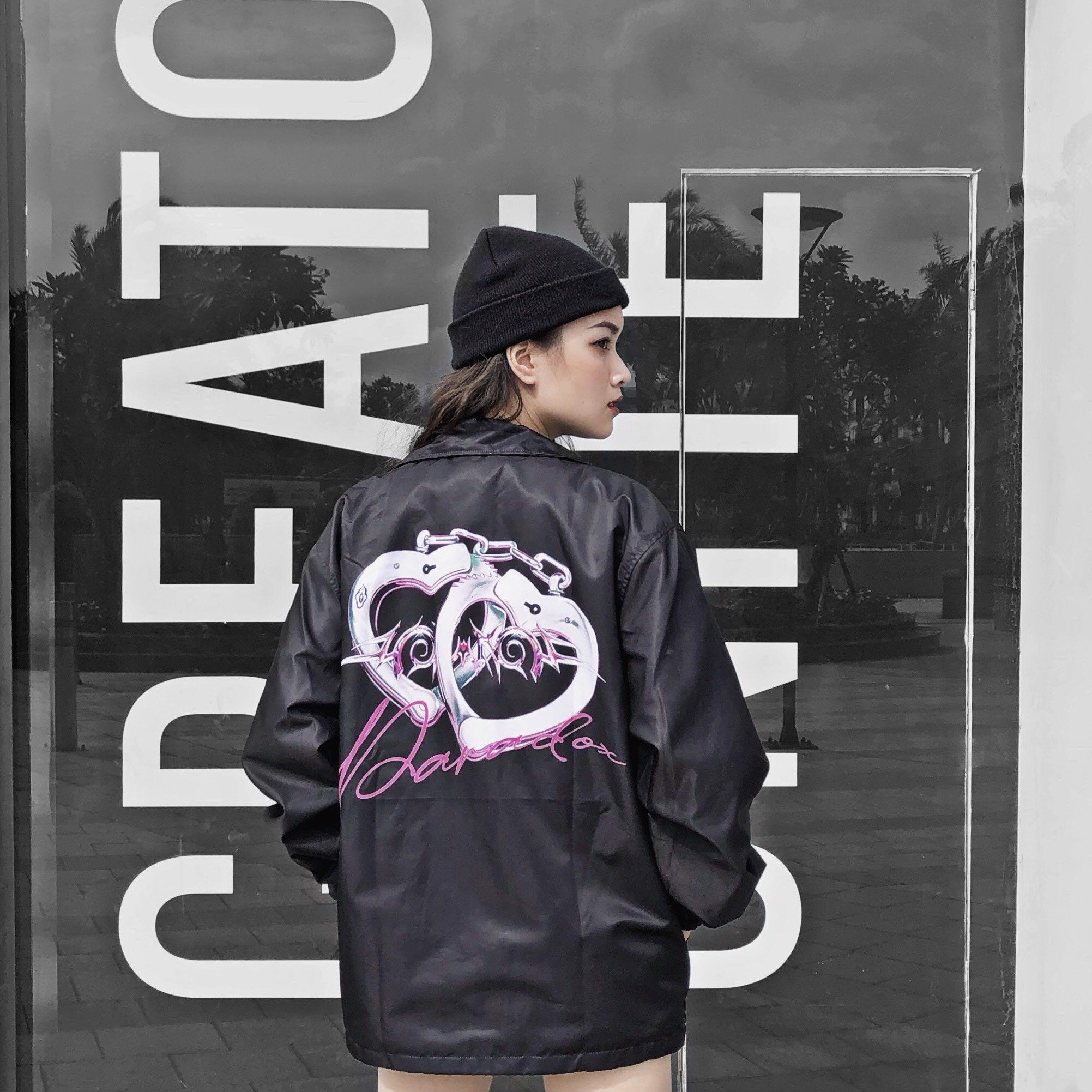 PARADOX Áo khoác dù LOVE HANDCUFFS OVER-PRINTED JACKET
