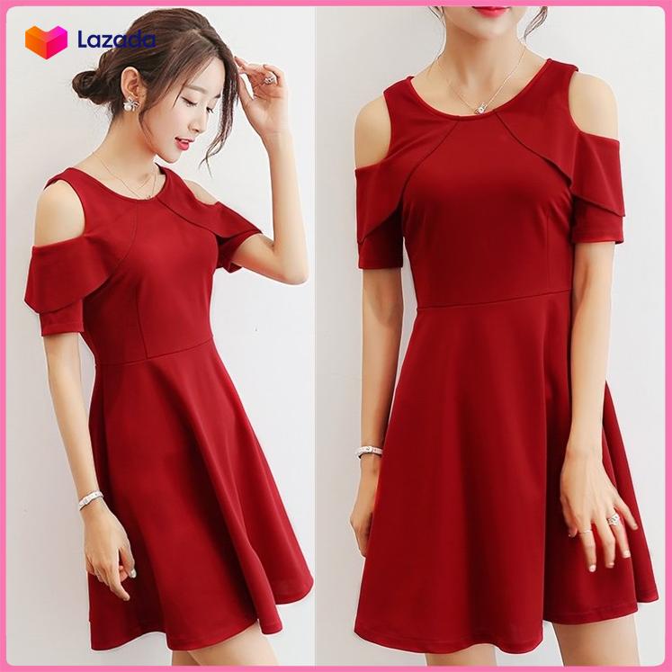 Đầm Thun Hở Vai Cách Điệu