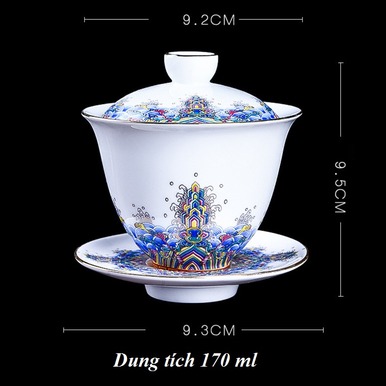 Chén Khải sứ trắng Bạch Định thấu quang 170 ml