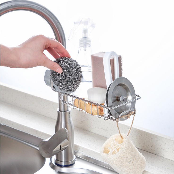Khay inox gắn vòi rửa chén