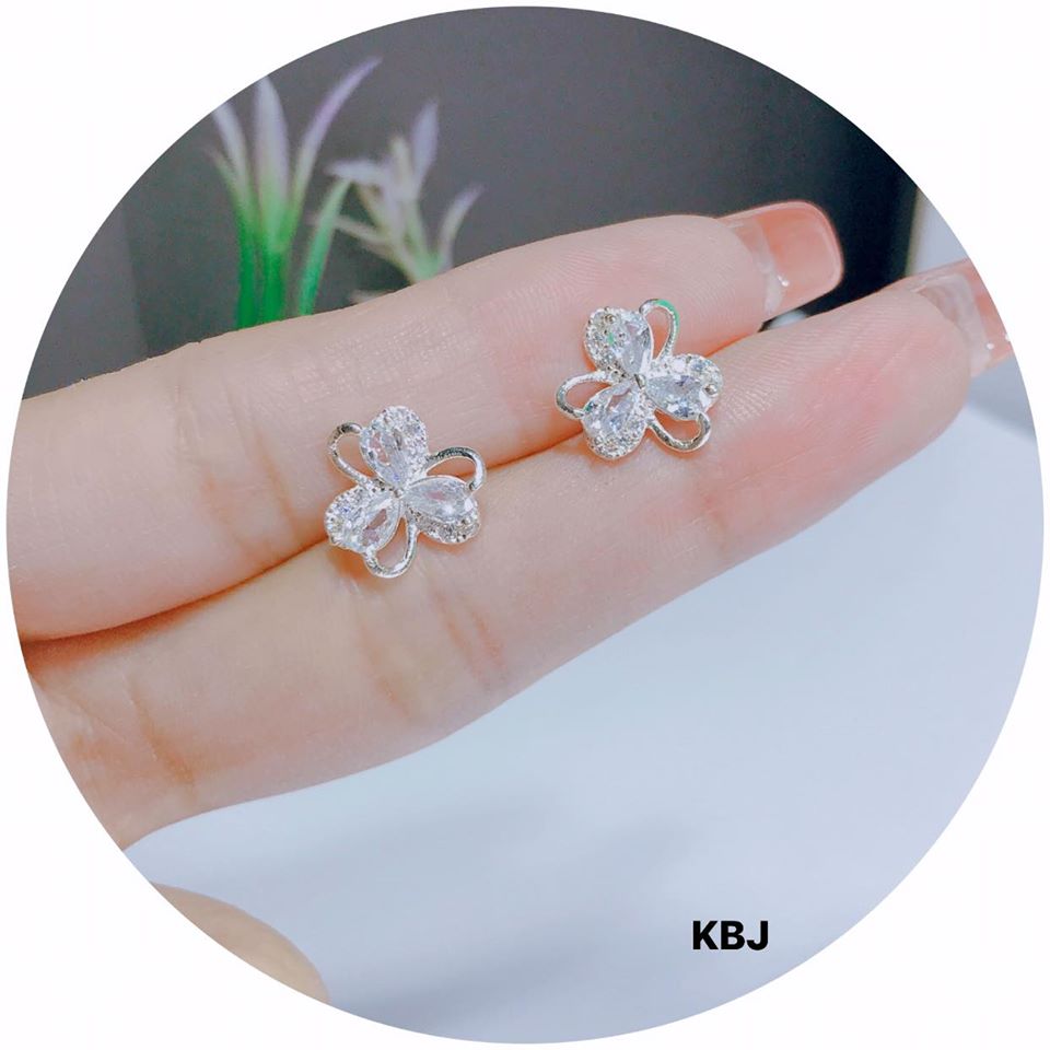 Bông tai bạc nụ hoa đá MS58