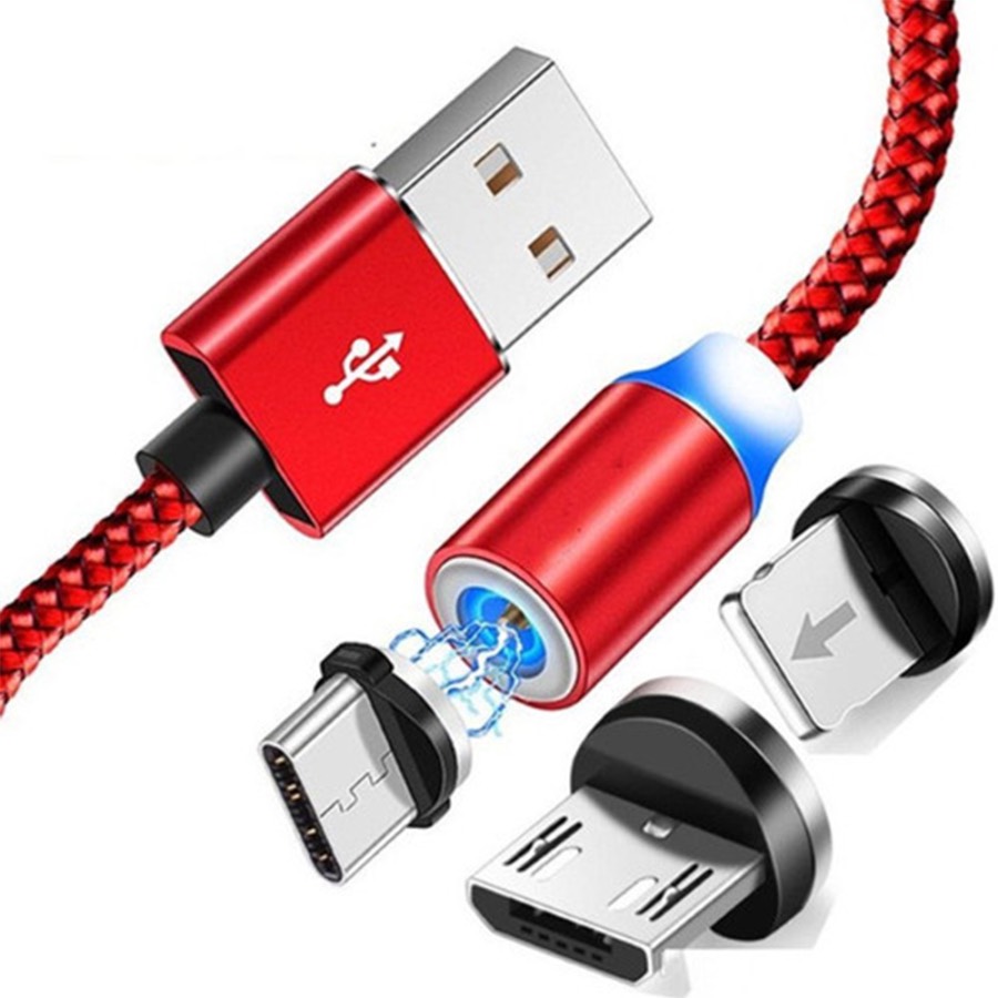 CÁP SẠC TỪ HÚT NAM CHÂM ĐẦU MICRO USB, TYPE C VÀ IPHONE 360 ĐỘ DÂY DÙ -A&T stores