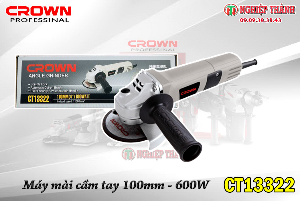 Máy mài góc 100mm Crown CT13322 (600W)