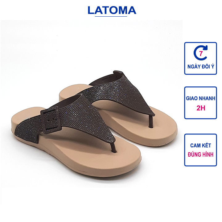 Dép kẹp xỏ ngón nữ đế xuồng cao 3 phân quai kim tuyến thời trang Latoma TA3631 (Nhiều Màu)
