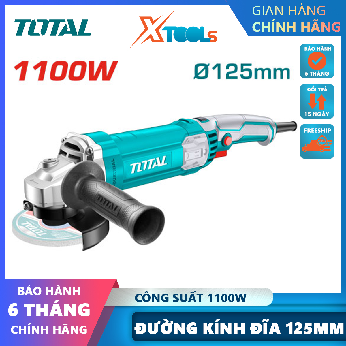 Total 1100W 125mm angle grinder, 220V electric portable Iron cutter with push switch