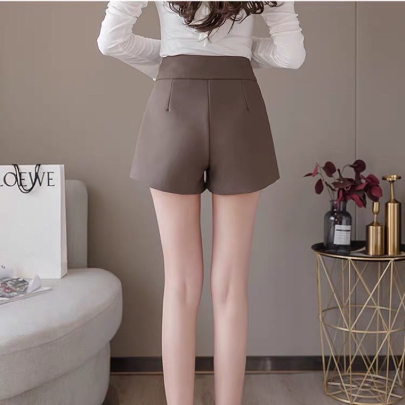 Quần short lưng cao 4 cúc cạp chéo hack dáng -HVS-mã sooc 4 cúc