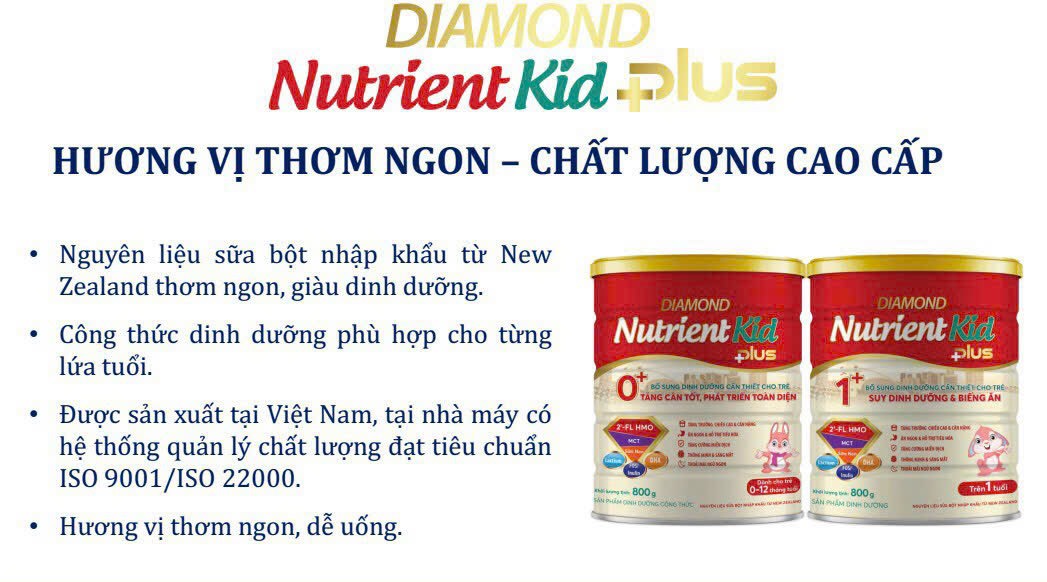 Sữa bột Diamond Nutrient Kid Plus 0+ cho bé 0-12 tháng