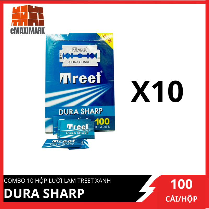 [HCM]Combo 10 Hộp lưỡi lam Treet Xanh Dura Sharp (100 lưỡi/hộp)X10