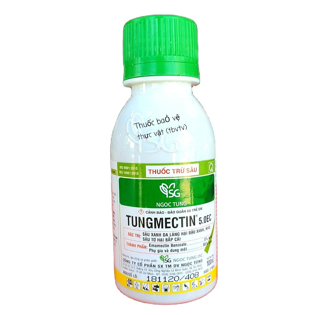 TUNGMECTIN 5.0EC (100ml) Đặc tr-ị: Rầy nâu, nhện gié, sâu đục bẹ, sâu cuốn lá, sâu đục thân. Thuốc trừ sâu